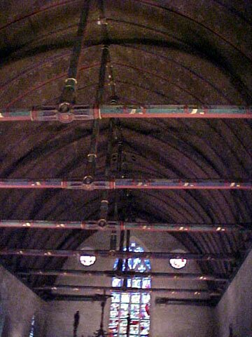 Hospices de Beaune Hall of the Poor ceiling, shaped liked an upturned keel.