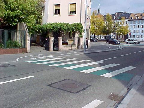 Most bike paths are intergraded into crosswalks.