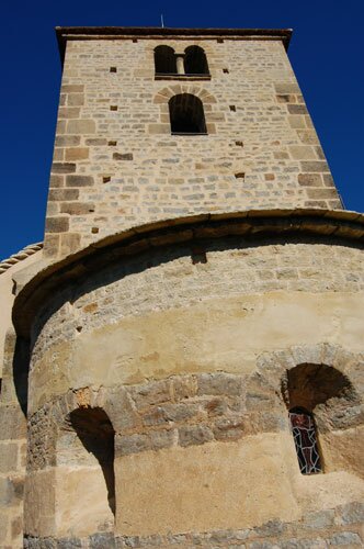 Romanesque Bell Tower of the church in Burzy France.