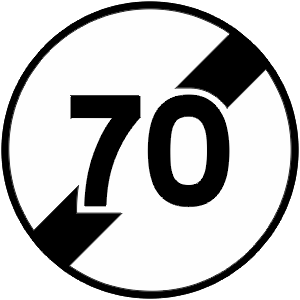 End of speed limit, road will revert to the standard speed limit.