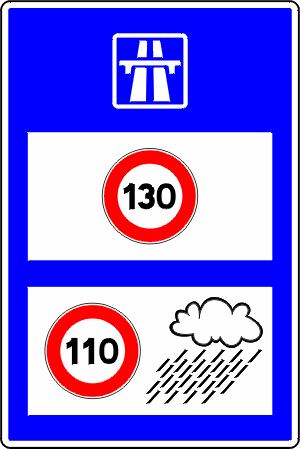 <em>Autoroute</em> speed limit sign.