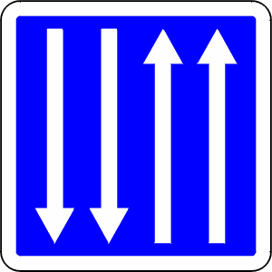 Number of lanes on a divided highway and/or the number of passing lanes.