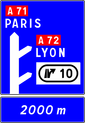 Upcoming lane merge to another Autoroute and exit.
