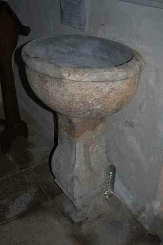 Photo of the church's Holy Water Font.