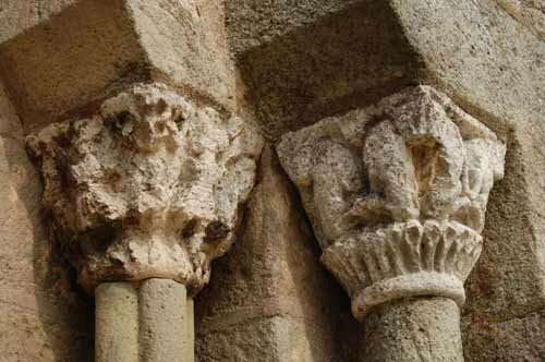 Photo of two of the church's carved capitals.