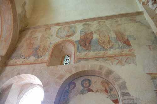 Photo of the church's Romanesque frescos.