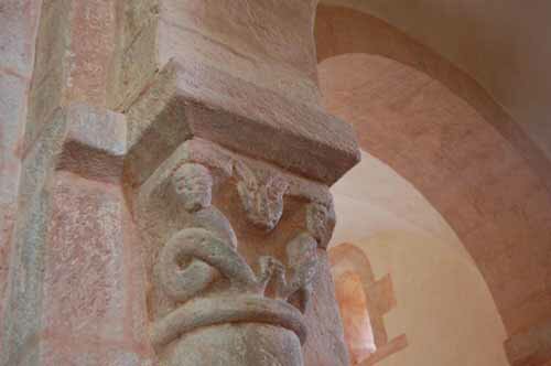 Photo of one of the church's carved capitals.