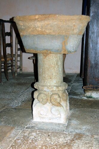 Photo of a stoup in the village church in Massy France.