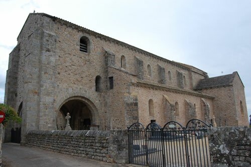 Side view of the church in Mont Saint Vincent France.