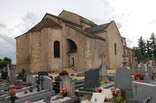 Romanesque chevet on the church in Mont Saint Vincent France.