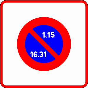 French sign for No Parking Zone 1-15 Of Month Odd Side Addresses 16-31 Of Month Even Side Addresses