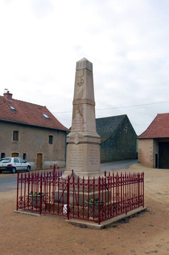 Photo of the War Memorial in the village of Saint Vincent des Pres in Burgundy France.