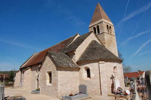 Photo of the Romanesque Church of Santilly in Burgundy France.
