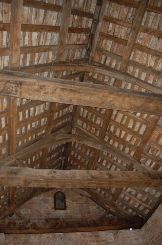 Photo of the Roof Truss in the church of Vaux-en-Pré France.