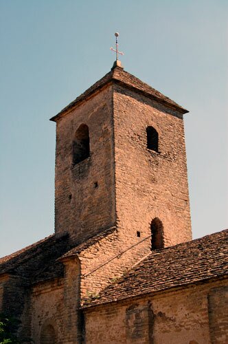 Bell Tower of the Romanesque church in Bissy-sur-Fley France.