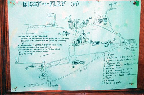 Village Map of Bissy-sur-Fley France.