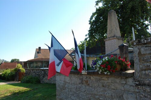 War Memorial by the Romanesque church in Burzy France.