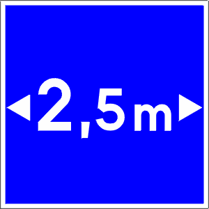Suggest direction for vehicles wider than the number indicated.