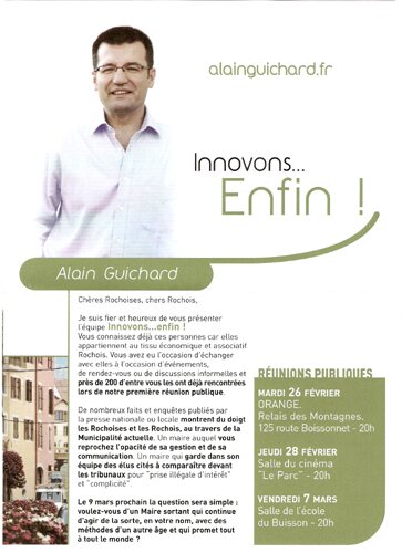 Campaign flyer for Innovons...Enfin!.