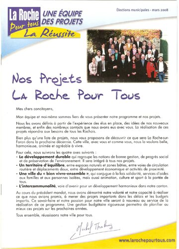Campaign flyer for La Roche pour Tous.