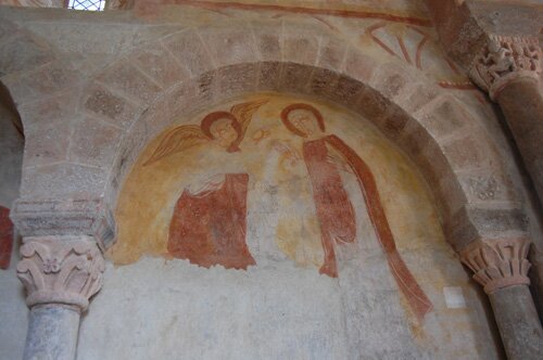 Photo of the church's Romanesque frescos.