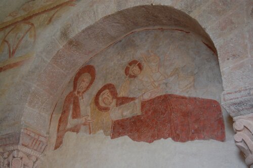Photo of the church's Romanesque Nativity fresco.