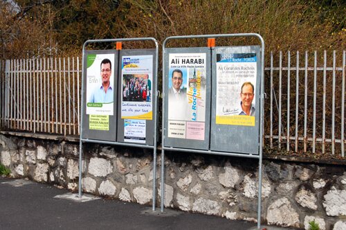 Candidates posters fir the French municipal elections in 2008.