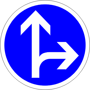 French turn Go Straight Or Turn Right At Next Intersection