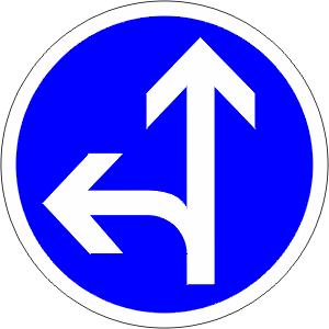 French turn Go Straight Or Turn Left At Next Intersection